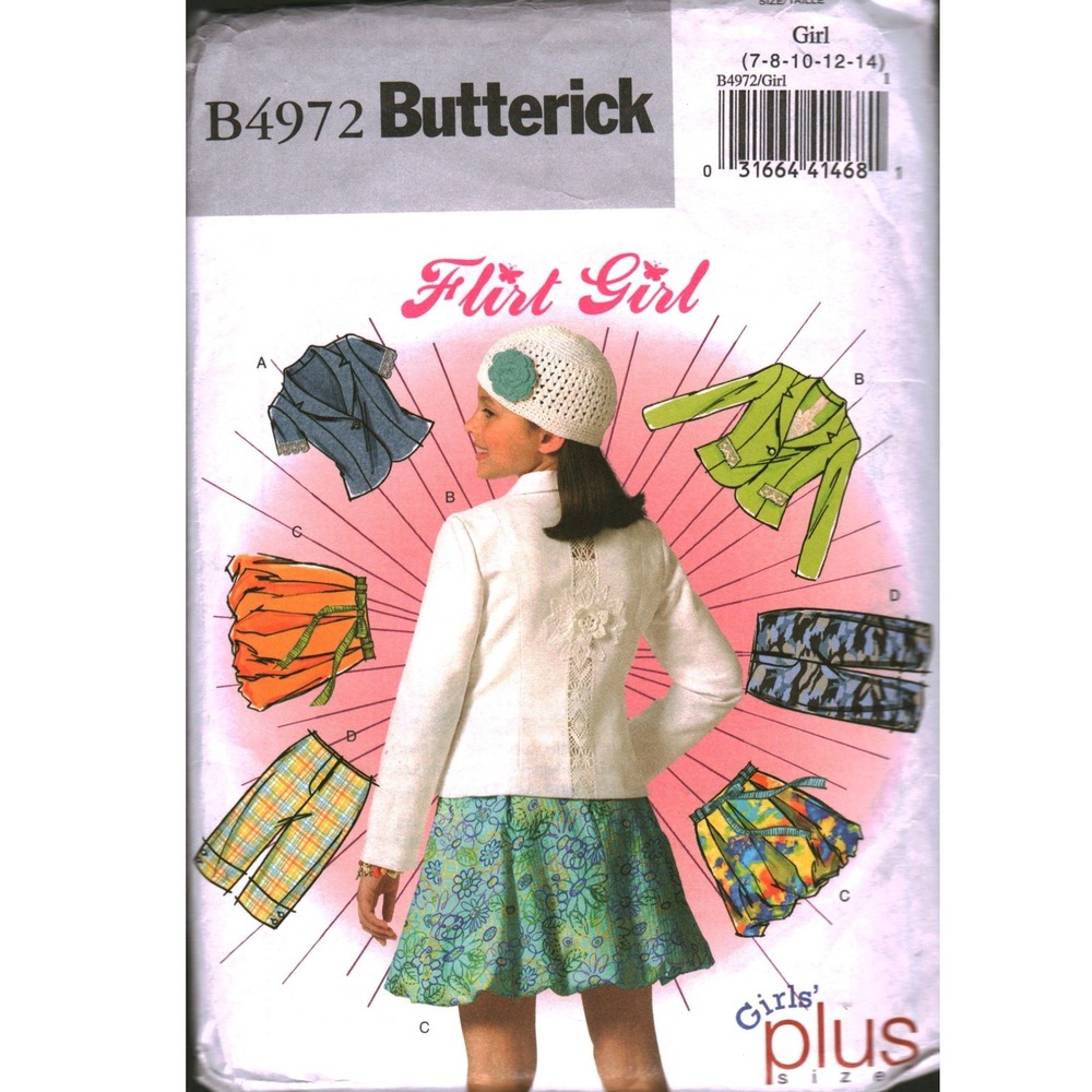 Butterick B4972 Girls Plus Jacket Skirt Pants Sewing Pattern Size 7-14 Easy